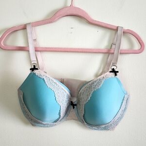 Victorias secret Dream Angels lined demi bra baby blue white 34 DDD